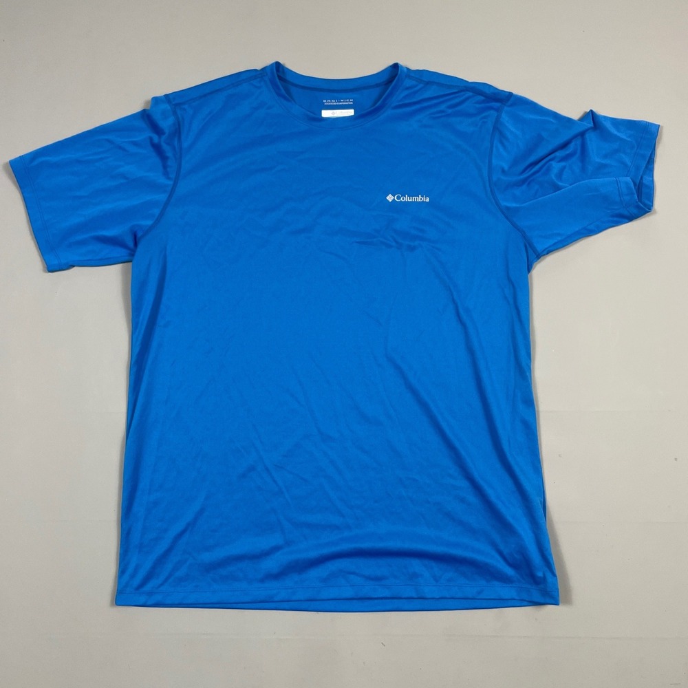 Columbia Mens Omni-Wick Blue Short Sleeve Performance T-Shirt Hiking Gym XL